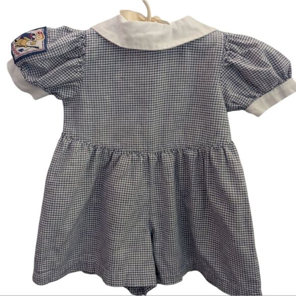 Oshkosh B'Gosh Girls Vintage Blue & White Checkered Short Romper Infant - Picture 8 of 8